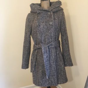 Med Zara Basic Belted Waist Jacket with Hood